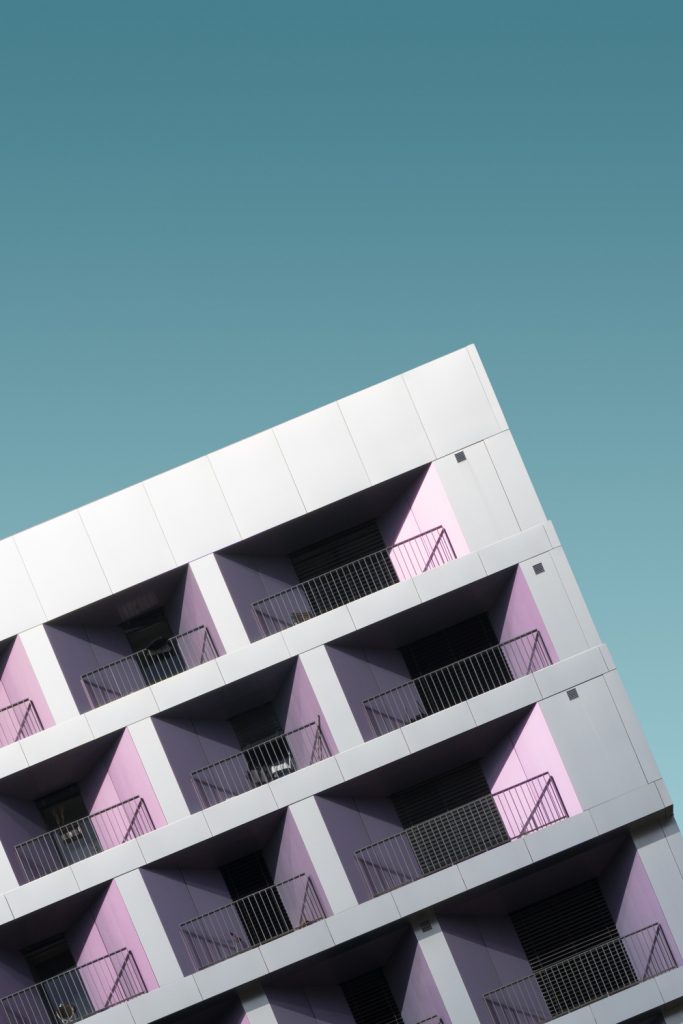 modern metal building blue sky